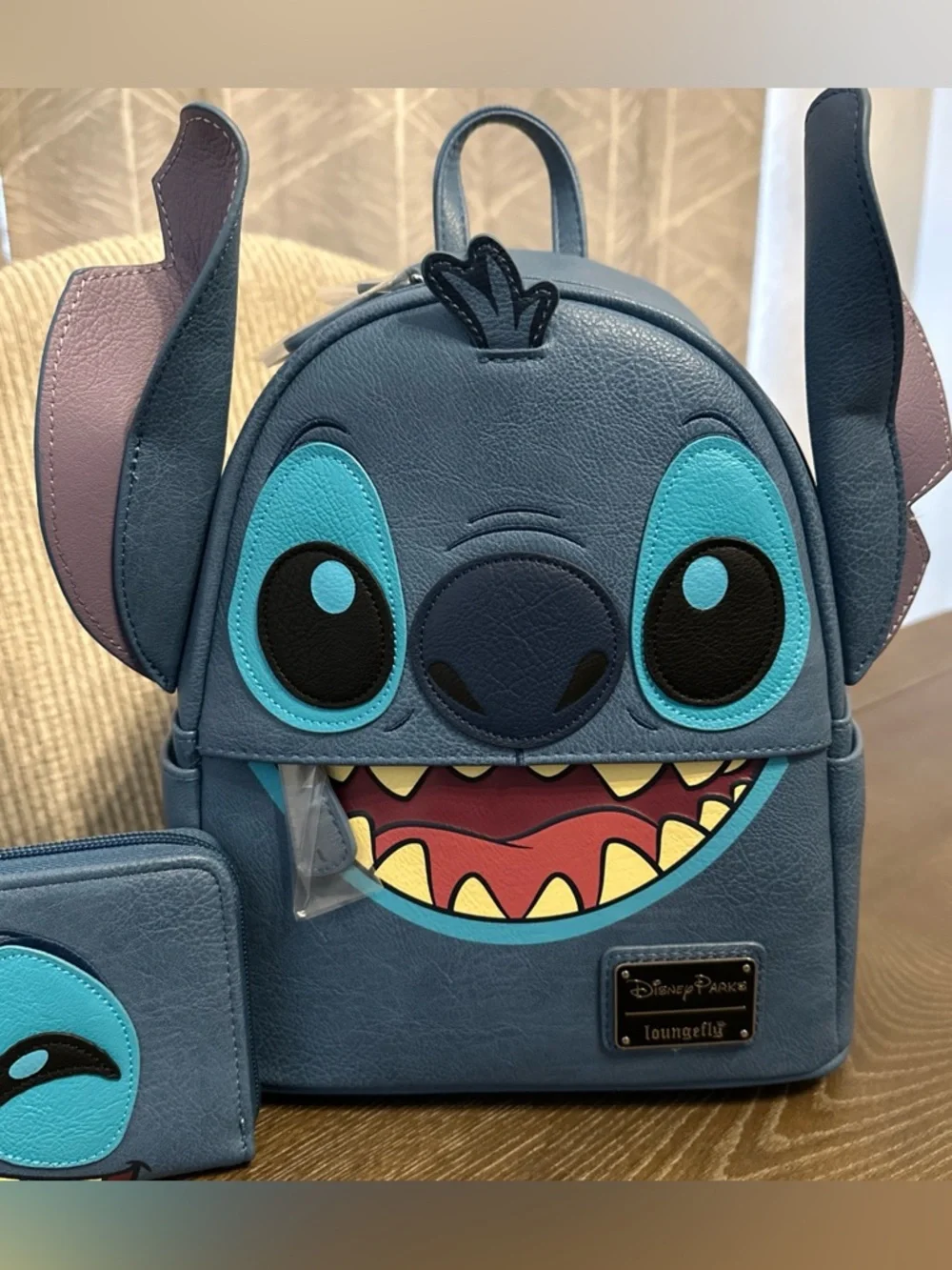 NWT Disney Parks Stitch Loungefly Backpack‎ Faux Leather With Matching Wallet